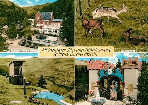 AK / Ansichtskarte Ehrenbreitstein Muehlentaler Tier und Maerchenland Weinhaus Zum Kapellchen Robinson Wildgehege Dornroeschen Ehrenbreitstein