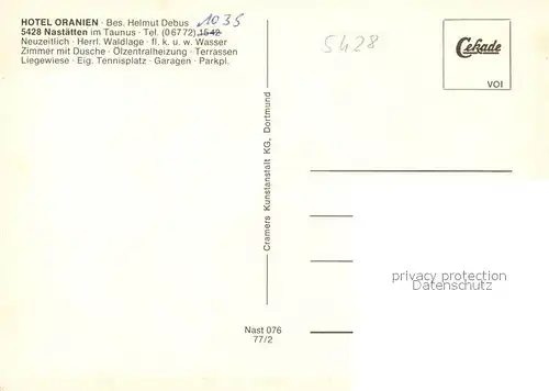 AK / Ansichtskarte Nastaetten_Taunus Gesamt Roemerstrasse Adolfsplatz Krankenhaus Schwesternhaus Schwimmbad Rathaus Camping Nastaetten_Taunus