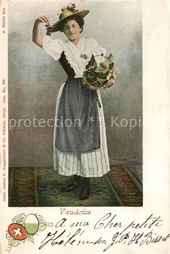 AK / Ansichtskarte Trachten_Schweiz Vaudoise Trauben 