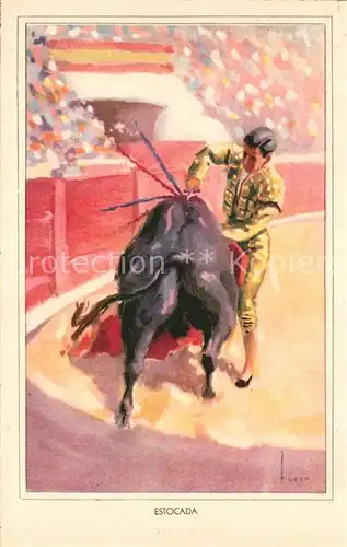 AK / Ansichtskarte Stierkampf Estocada K?nstlerkarte 