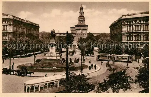 AK / Ansichtskarte Strassenbahn Milano Largo Cairoli Monumento a Garibaldi 