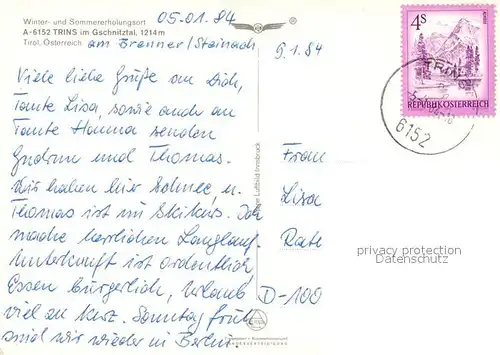 AK / Ansichtskarte Trins_GR Erholungsort im Gschnitztal Alpenpanorama Fliegeraufnahme Trins_GR