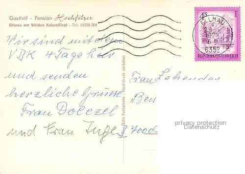 AK / Ansichtskarte Ellmau_Tirol Gasthof Pension Hochfilzer Ellmau Tirol