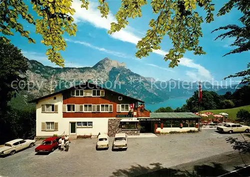 AK / Ansichtskarte Filzbach Hotel Garni Cafe Seeblick Walensee Hoehenstrasse Alpenpanorama Filzbach