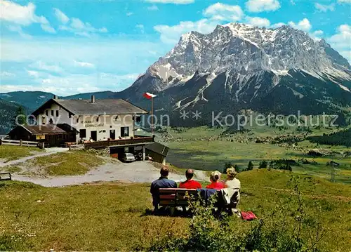 AK / Ansichtskarte Lermoos_Tirol Restaurant Gschwandtkreuz mit Zugspitze Wettersteingebirge Lermoos Tirol