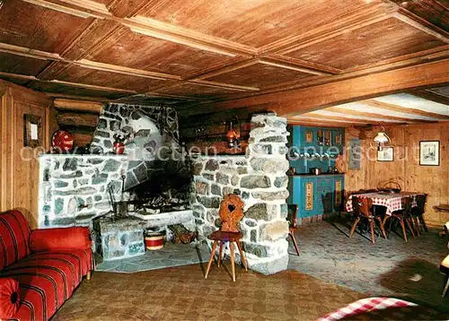 AK / Ansichtskarte Davos_GR Gasthaus Tschuggen Gastraum Kamin Davos_GR