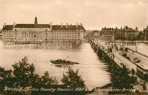 AK / Ansichtskarte London County Council Hall Westminster Bridge London