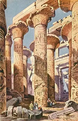AK / Ansichtskarte Karnak_Egypt Tempel K?nstlerkarte Karnak Egypt