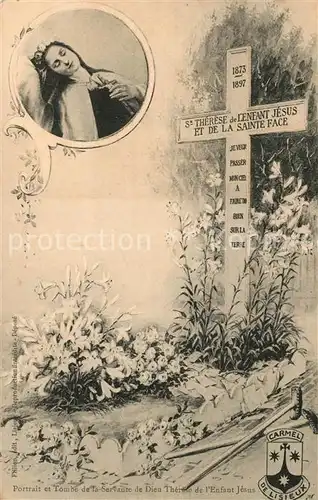 AK / Ansichtskarte Lisieux Portrait et Tombe de la Servante de Dieu Therese Lisieux