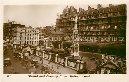 AK / Ansichtskarte London Strand and Charing Cross Station London