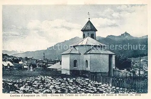 AK / Ansichtskarte Cortina_d_Ampezzo Chiesa SS Trinita del Castel de Zanna col Becco di Mezzodi Cortina_d_Ampezzo