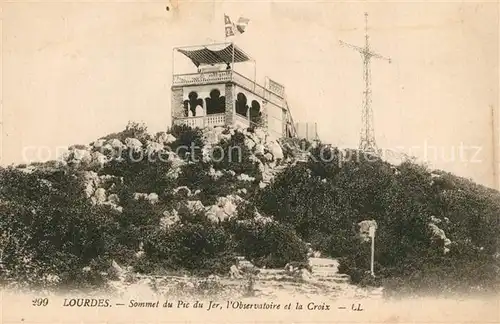 AK / Ansichtskarte Lourdes_Hautes_Pyrenees Sommet du Pic du Jer Observatoire et la Croix Lourdes_Hautes_Pyrenees