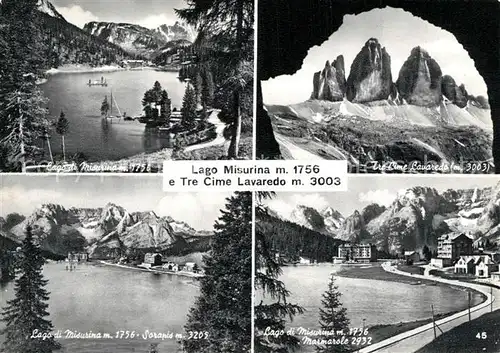 AK / Ansichtskarte Lago_Misurina e Tre Cime Lavaredo Sorapid Marmarole Lago Misurina