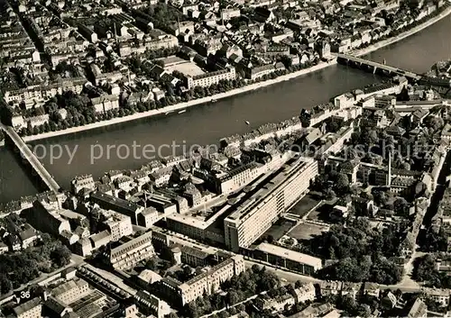 AK / Ansichtskarte Basel_BS Fliegeraufnahme Neues Buergerhospital Johanniter und Mittlere Rheinbruecke Basel_BS