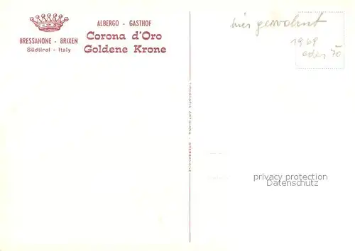 AK / Ansichtskarte Brixen Gasthof Goldene Krone Brixen