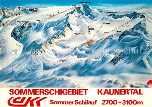 AK / Ansichtskarte Kaunertal Sommer Skigebiet Panoramakarte Kaunertal