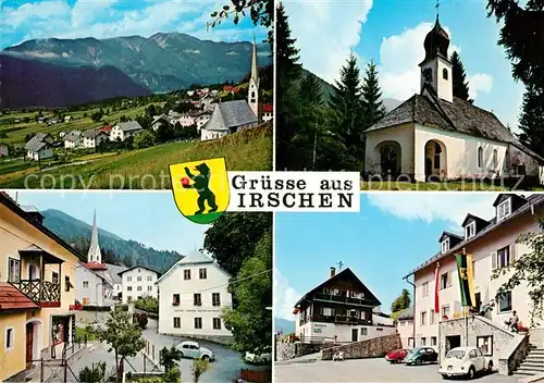 AK / Ansichtskarte Irschen_Kaernten Panorama Kirche Strassenpartie Rathaus Irschen Kaernten