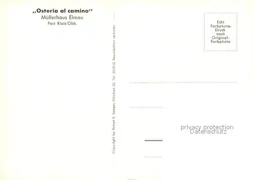 AK / Ansichtskarte Klais Osteria al camino Muellerhaus Elmau Klais
