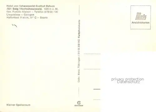 AK / Ansichtskarte Saig_Schwarzwald Hotel Schwarzwald Gasthof Ochsen Gaststube Saig Schwarzwald