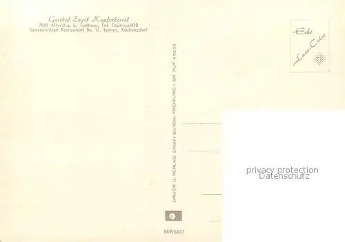 AK / Ansichtskarte Aftersteg Gasthof Engel Kupferkessel Aftersteg