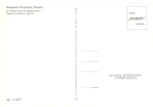 AK / Ansichtskarte Garmisch Partenkirchen Berghotel Forsthaus Graseck Garmisch Partenkirchen