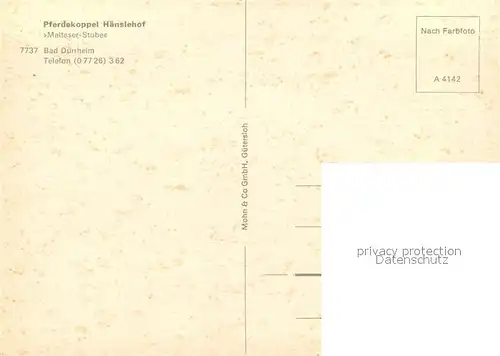 AK / Ansichtskarte Bad_Duerrheim Pferdekoppel Haenslehof Malteser Stube Bad_Duerrheim