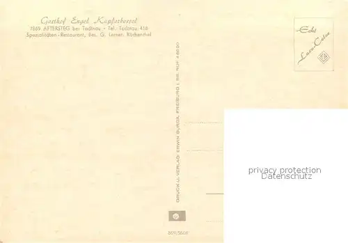 AK / Ansichtskarte Aftersteg Gasthof Engel Kupferkessel Restaurant Aftersteg