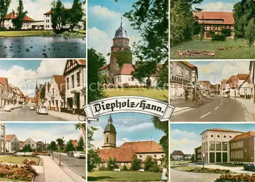 AK / Ansichtskarte Diepholz Schwanenteich Kirche Strassenpartien Diepholz