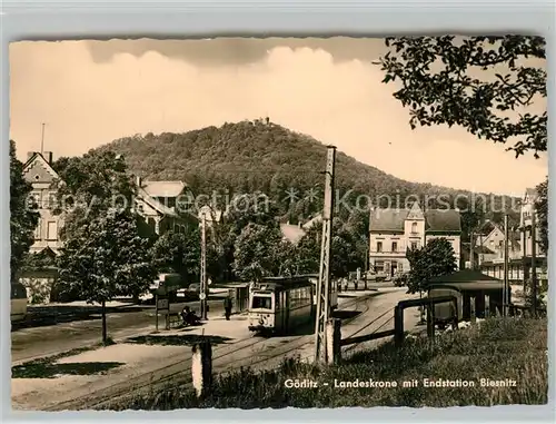 AK / Ansichtskarte Goerlitz_Sachsen Landeskrone mit Endstation Biesnitz Goerlitz Sachsen