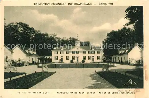 AK / Ansichtskarte Exposition_Coloniale_Internationale_Paris_1931 Section des Etats Unis Mount Vernon Maison de George Washington 