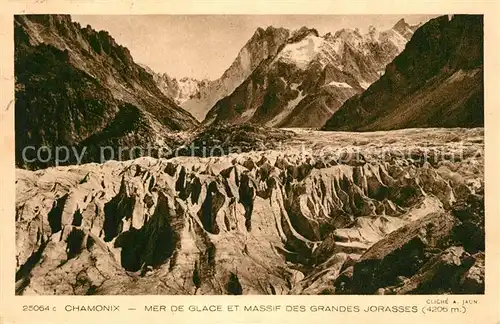 AK / Ansichtskarte Gletscher Chamonix Mer de Glace Massif des Grandes Jorasses  