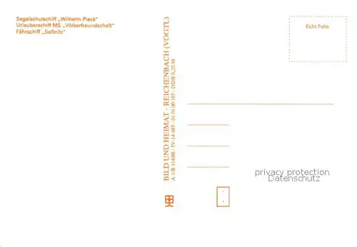 AK / Ansichtskarte Schiffe_Ships_Navires Segelschulschiff Wilhelm Pieck MS V?lkerfreundschaft F?hrschiff Sassnitz 