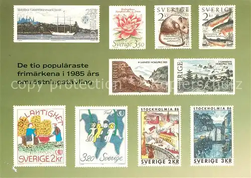 AK / Ansichtskarte Briefmarke_auf_Ak Sverige Schweden 1985 Briefmarke_auf_Ak