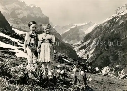 AK / Ansichtskarte Trachten_Schweiz Appenzell Kinder Alpstein 