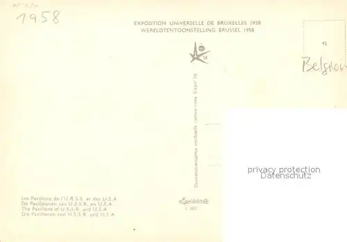 AK / Ansichtskarte Exposition_Universelle_Bruxelles_1958 Pavillons de l URSS et USA 