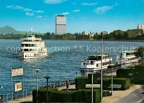 AK / Ansichtskarte Motorschiffe Bonn Rheinufer B?rohochhaus Bundestag 