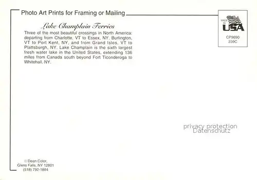 AK / Ansichtskarte Schiffe_Ships_Navires Lake Champlain Ferries Valcour Adirondack Evans Wadhams Wolcott 