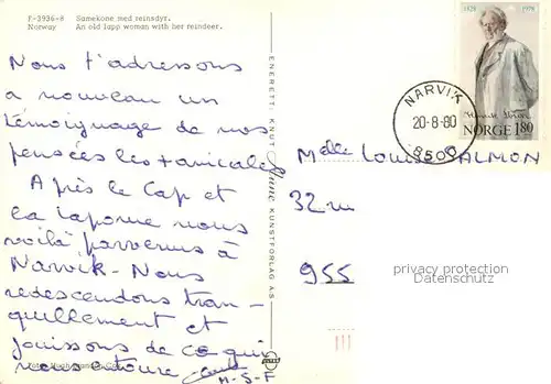 AK / Ansichtskarte Rentier Lapp Woman Reindeer Norway  