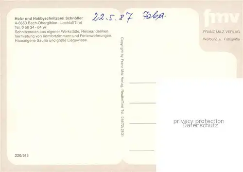 AK / Ansichtskarte Obergiblen_Bach Holz  und Hobbyschnitzerei Schnoeller Wurzenschnitzer Gaestehaus Pension Ferienwohnungen 