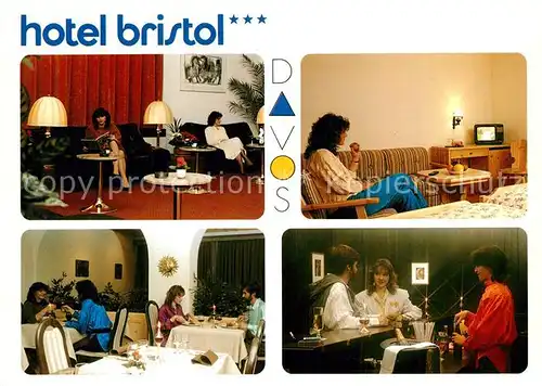 AK / Ansichtskarte Davos_Dorf_GR Hotel Bristol Restaurant Bar Fremdenzimmer Davos_Dorf_GR
