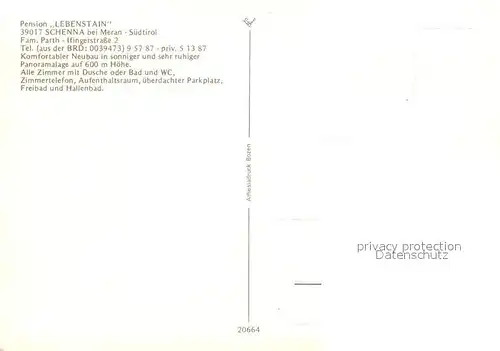 AK / Ansichtskarte Schenna_Meran Pension Lebenstain Schenna Meran