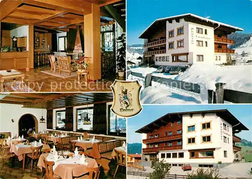 AK / Ansichtskarte Niederau_Wildschoenau Pension Lindner Restaurant im Sommer und im Winter Niederau Wildschoenau