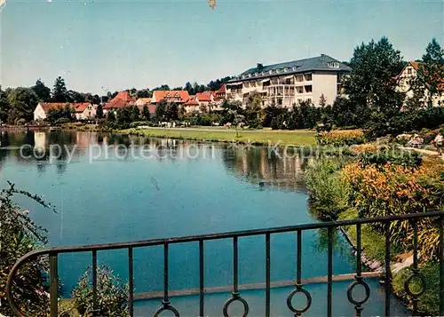 AK / Ansichtskarte Bad_Meinberg Kurparksee Rolandsanatorium Bad_Meinberg