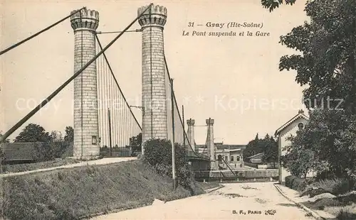 AK / Ansichtskarte Gray_Haute_Saone Pont suspendu et la Gare Gray_Haute_Saone