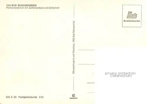 AK / Ansichtskarte Bad_Schussenried Parksanatorium mit Zellerseebad und Zellerhof Bad_Schussenried