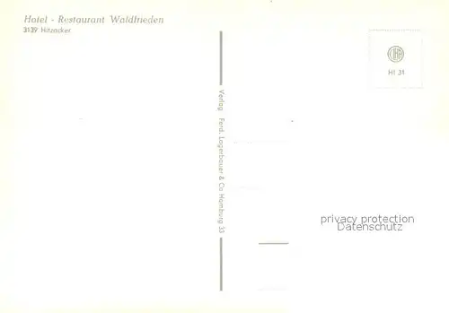 AK / Ansichtskarte Hitzacker_Elbe Hotel Restaurant Waldfrieden Hitzacker Elbe