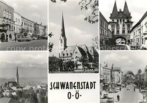 AK / Ansichtskarte Schwanenstadt Stadtansichten Innenstadt Kirche Schwanenstadt
