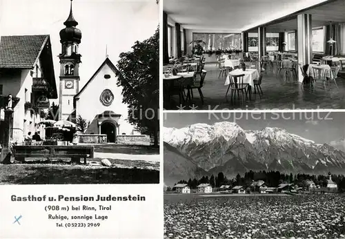 AK / Ansichtskarte Rinn Gasthof Pension Judenstein Restaurant Kirche Blumenwiese Alpen Rinn