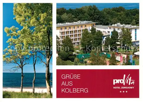 AK / Ansichtskarte Kolberg_Ostseebad_Kolobrzeg Hotel Zdrojowy Pro Vita Strand Tennisplatz Kolberg_Ostseebad