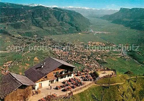 AK / Ansichtskarte Dorf_Tirol Berggaststaette Hochmut Blick nach Meran Etschtal gegen Bozen Fliegeraufnahme Dorf_Tirol